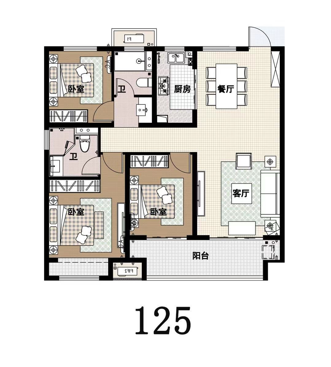 建业花园里3室2厅1厨2卫建面125.00㎡
