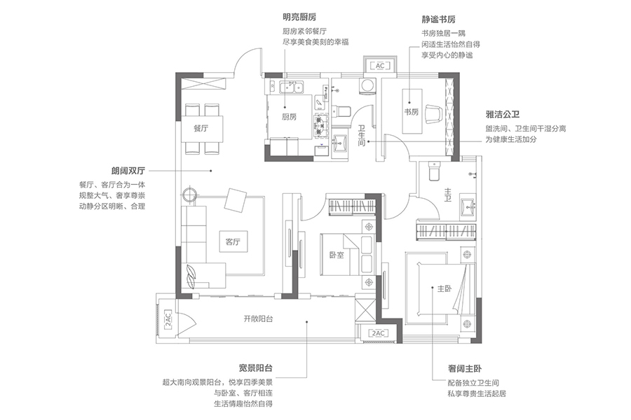 上海公馆樾府3室2厅1厨2卫建面115.78㎡